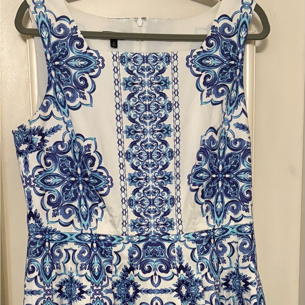 Talbots Blue and White Floral Dress